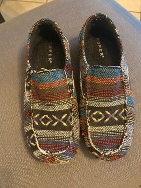 Roper Kids Black Multicolor Patterned Slip-Ons